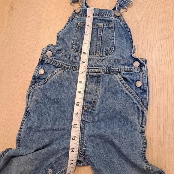 Vintage Old Navy 2003 Y2K Baby Toddler Unisex Denim Button Up 2T Overalls - Picture 4 of 9